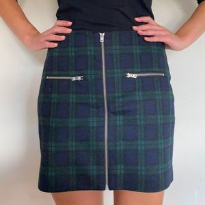 Madewell Plaid Wool Zipper Mini Skirt